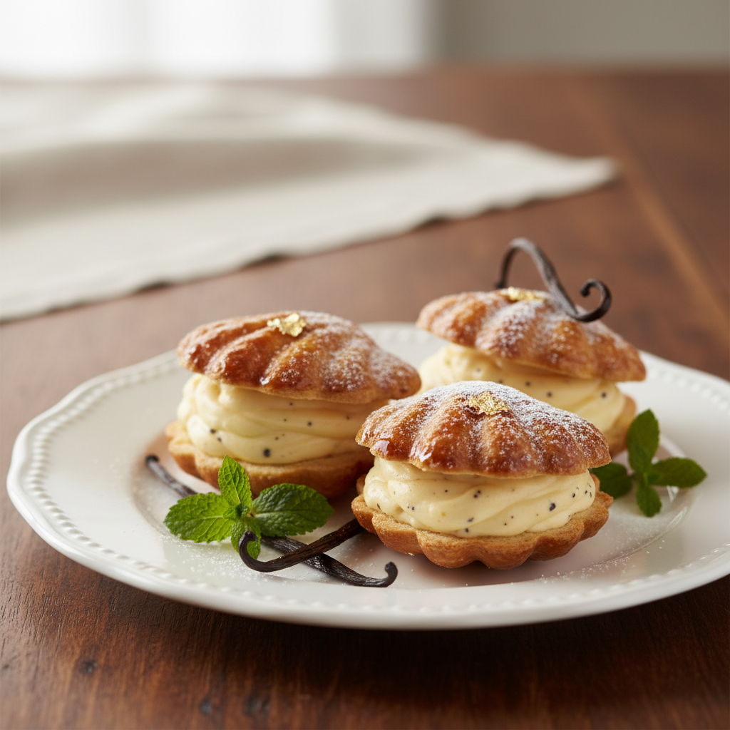 Photo de Recette des moules à la crème pâtissière et vanille