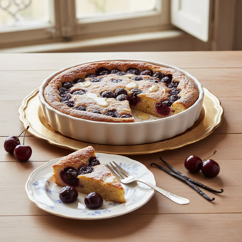 Photo de Recette de clafoutis aux cerises noires fondant et vanillé