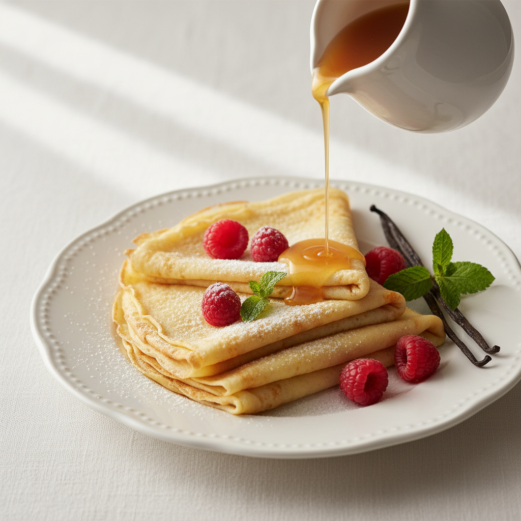 Photo de Recette des crêpes fines à la vanille façon Marmiton