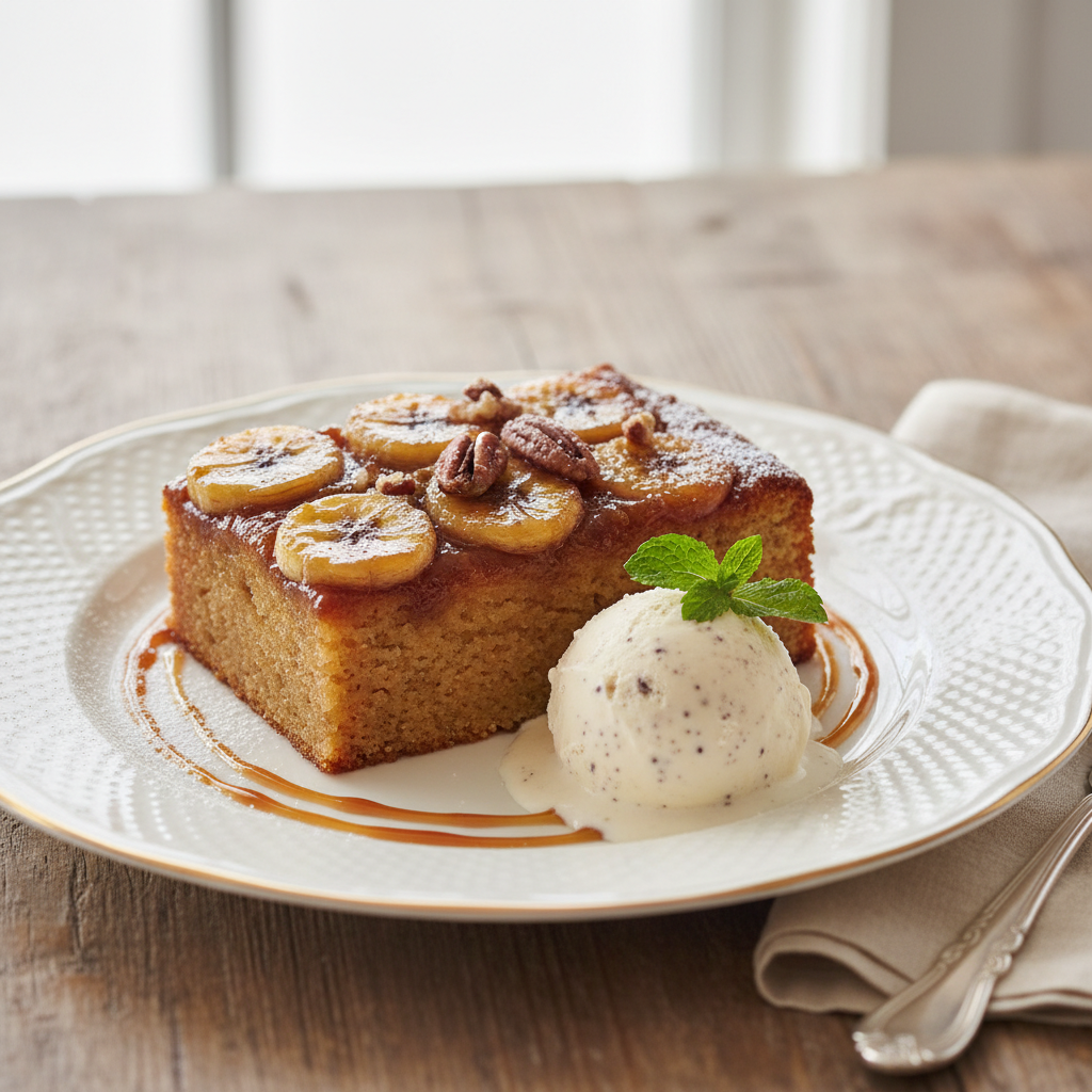 Photo de Recette de gâteau aux bananes fondant et caramélisé