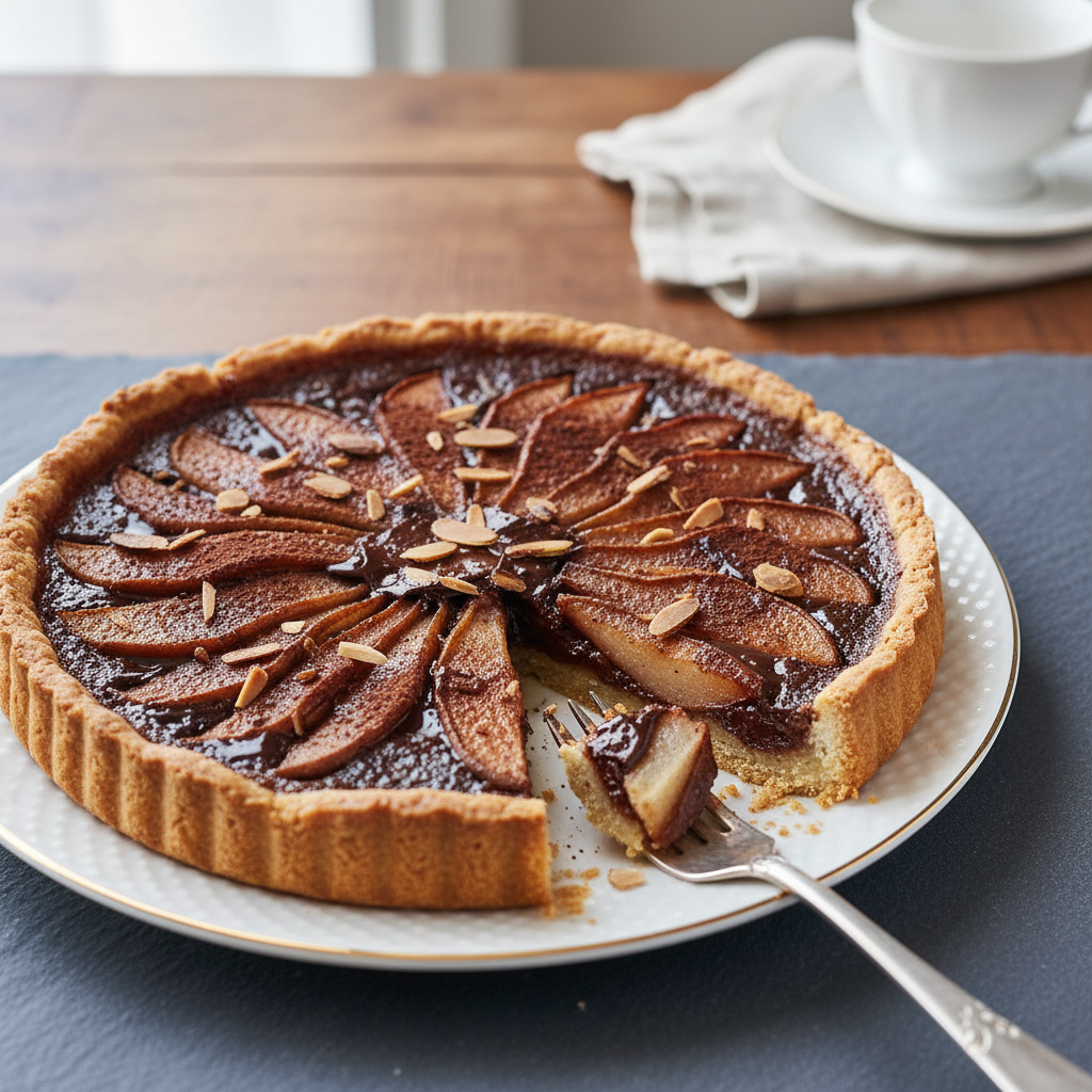 Photo de Recette de la tarte aux poires et chocolat noir intense