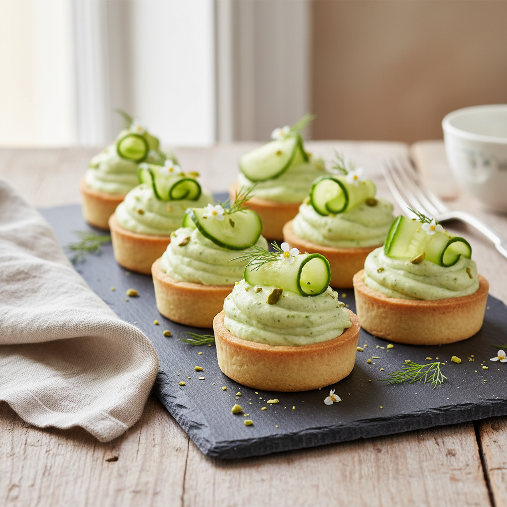 Photo de Recette de tartelette au concombre et crème onctueuse