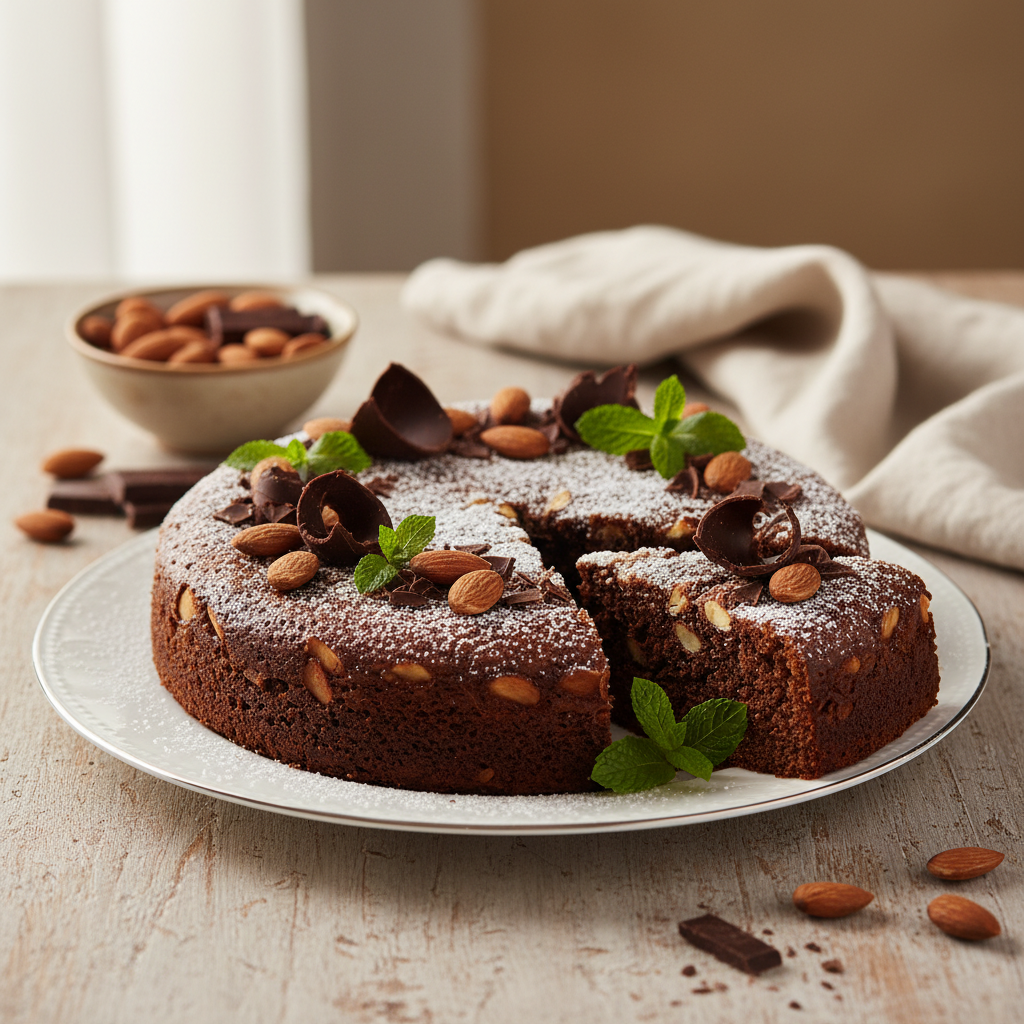 Photo de Recette du gâteau moelleux aux amandes et chocolat sans gluten